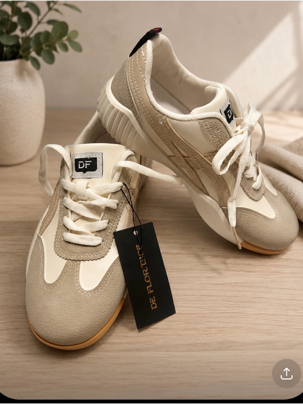 De Florlex DF Neutral Beige & Cream Women's Fashion Sneakers